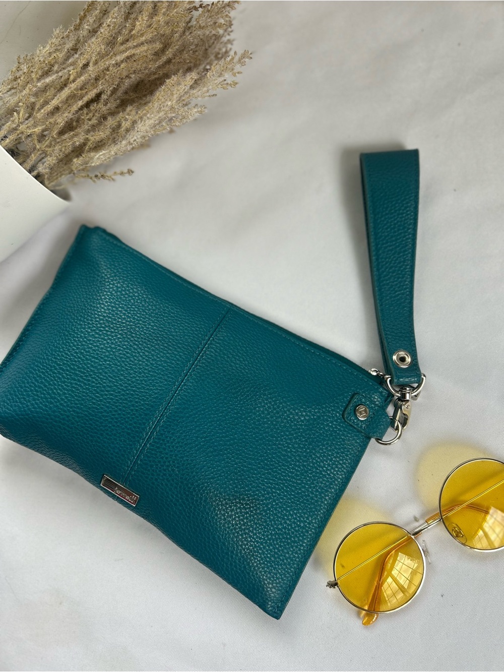 Jewel Teal Leather Wristlet Clutch - Women - Picture 8 of 8